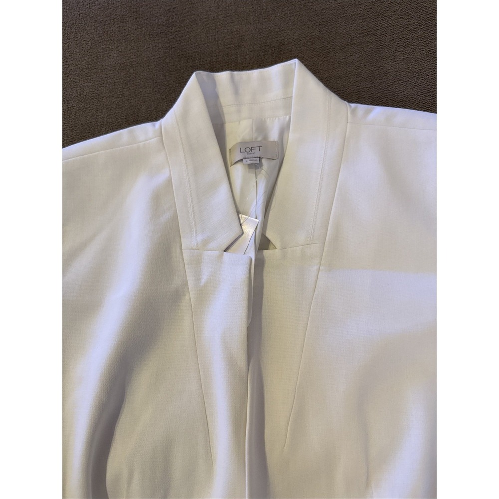 LOFT Outlet Women's Ivory Open Front Blazer Jacket Polyester Lined Large (AH) - Picture 5 of 8
